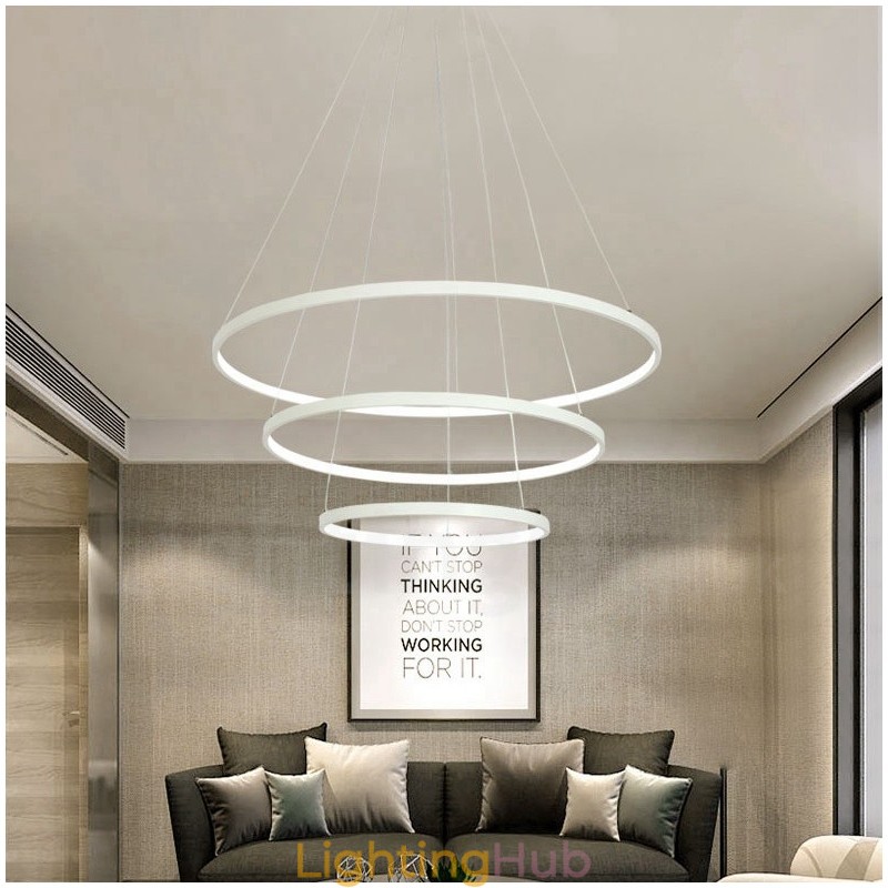 Dimmable Pendant Light with Remote Control Modern Design Three Rings
