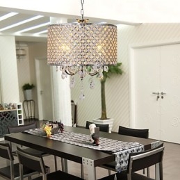 Drum Chandelier Crystal Modern 4 Lights Pendant Lamp