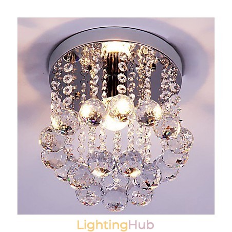 Flush Mount K9 Crystal Mini Style Modern Chandelier