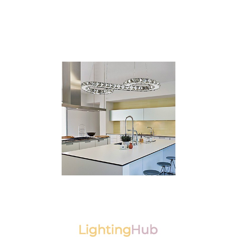 Modern Contemporary Crystal Chrome Metal Pendant Light