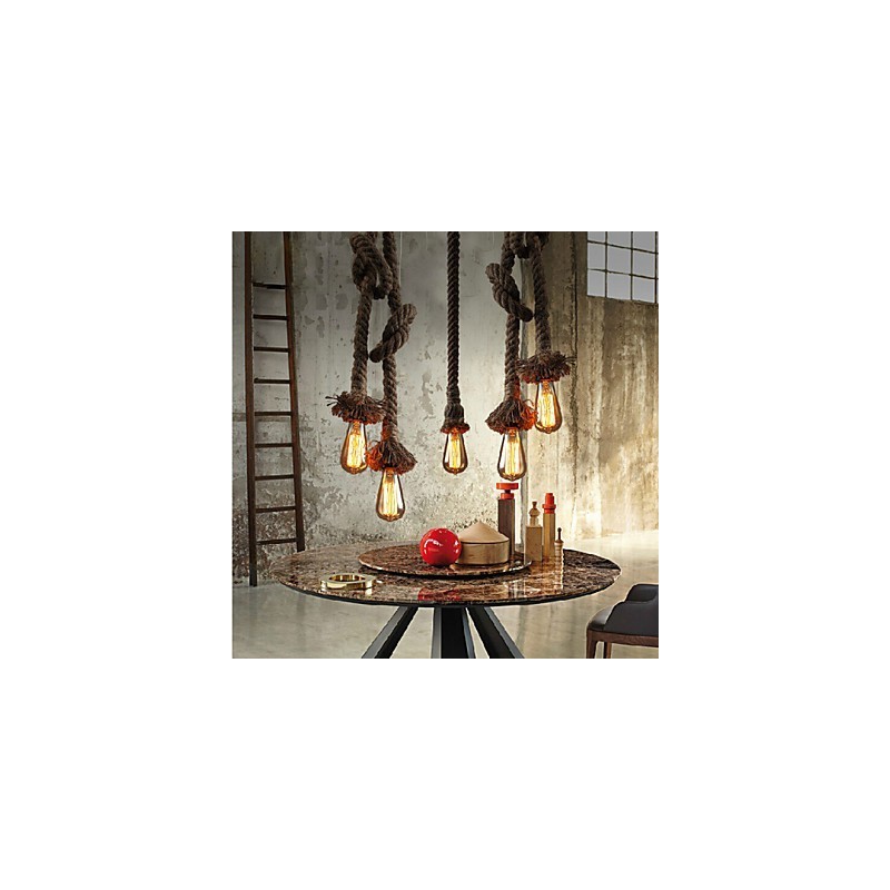 1 Light DIY Art Hemp Rope Light Creative Hemp Rope Chandelier