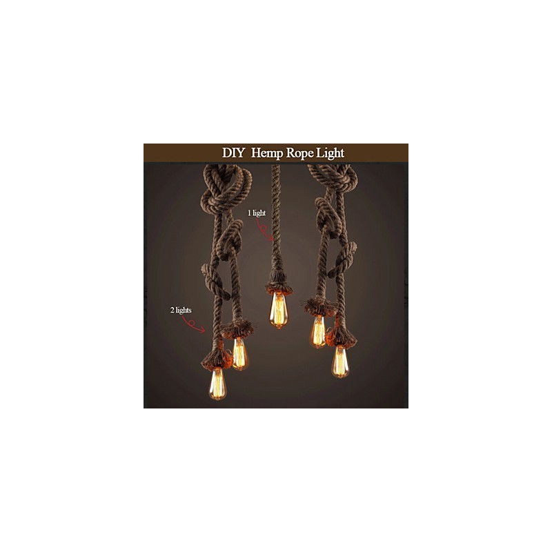 1 Light DIY Art Hemp Rope Light Creative Hemp Rope Chandelier