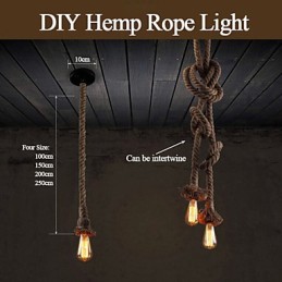 1 Light DIY Art Hemp Rope Light Creative Hemp Rope Chandelier