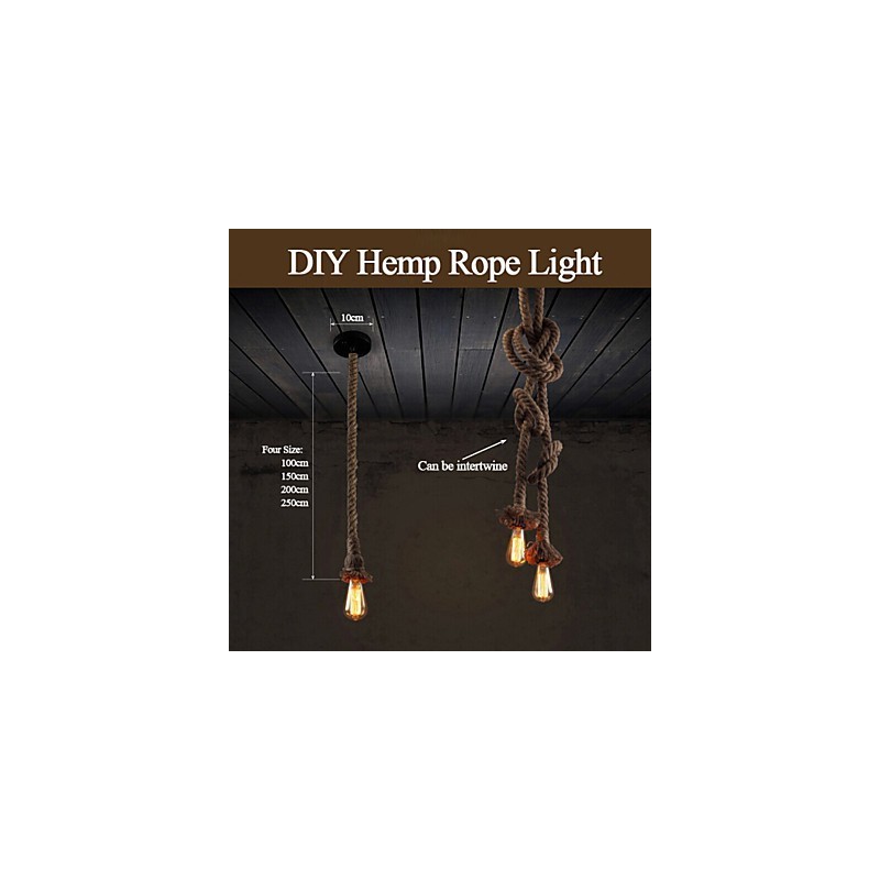 1 Light DIY Art Hemp Rope Light Creative Hemp Rope Chandelier