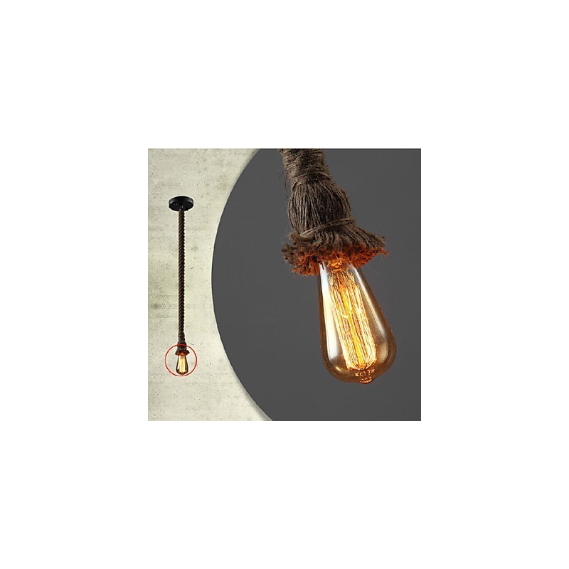 1 Light DIY Art Hemp Rope Light Creative Hemp Rope Chandelier