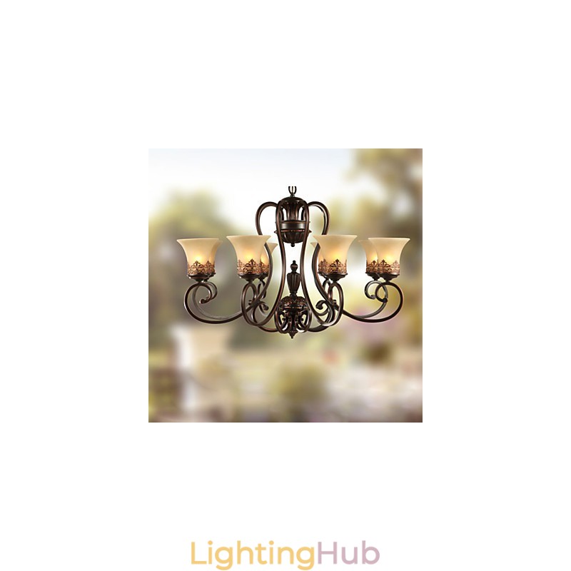 Chandelier Pendant Light 8 Lights Vintage Country Island Metal+Glass