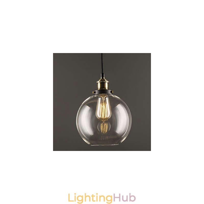 Industrial Factory Pendant Lamp Antique Brass One Light Fixture Glass Shade Cafe Pendant Light
