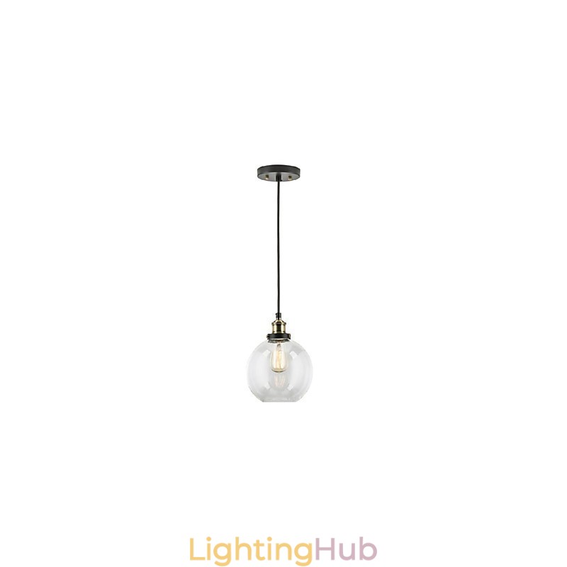 Industrial Factory Pendant Lamp Antique Brass One Light Fixture Glass Shade Cafe Pendant Light