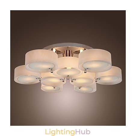 Modern Contemporary Chrome Metal Chandelier Flush Mount Modern Contemporary Chrome Metal Chandelier Flush Mount