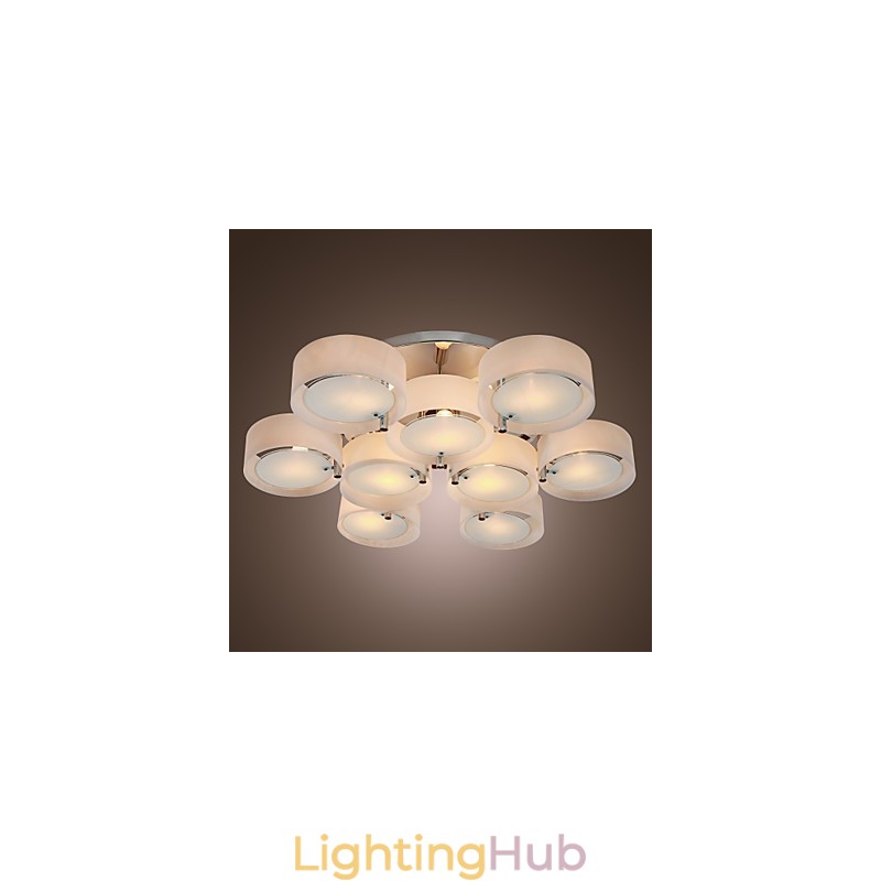 Modern Contemporary Chrome Metal Chandelier Flush Mount