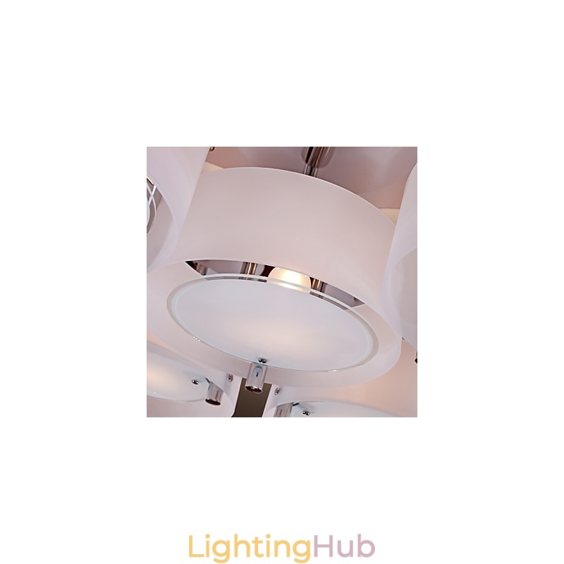 Modern Contemporary Chrome Metal Chandelier Flush Mount