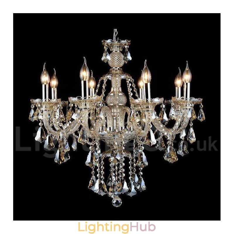 Retro Cognac Color K9 Crystal Modern Chandelier with 8 Lights