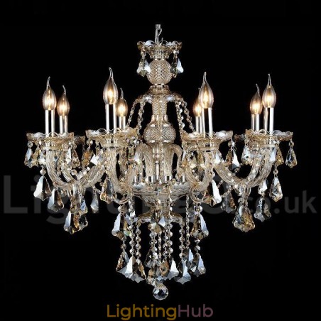 Retro Cognac Color K9 Crystal Modern Chandelier with 8 Lights Retro Cognac Color K9 Crystal Modern Chandelier with 8 Lights