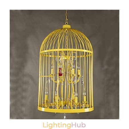 Vintage Iron Cage Staircase Lamp Chandelier Crystal Vintage Iron Cage Staircase Lamp Chandelier Crystal