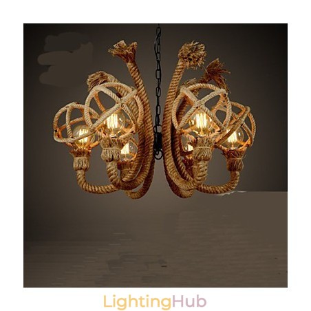 Vintage Iron Art Hemp Rope American Rural Chandelier Vintage Iron Art Hemp Rope American Rural Chandelier
