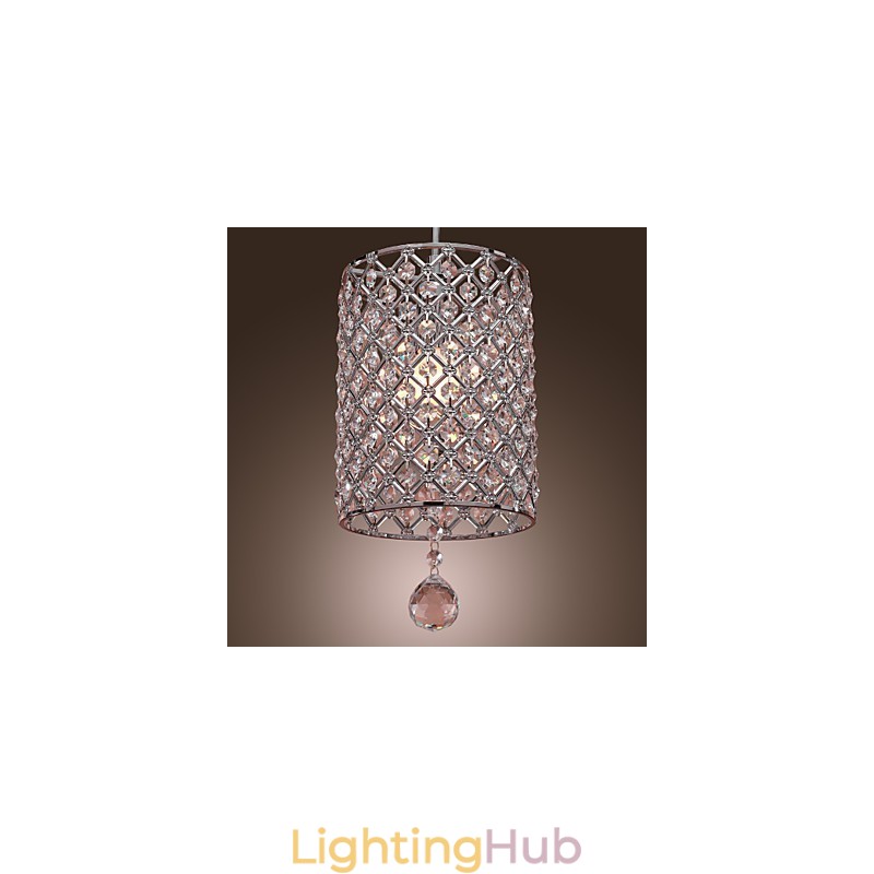 Crystal Drop Pendant Light in Cylinder Style