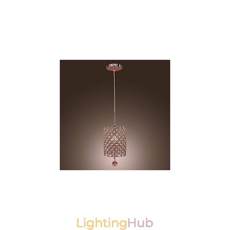 Crystal Drop Pendant Light in Cylinder Style