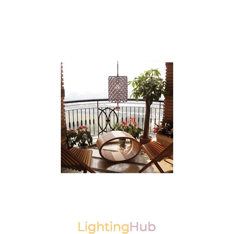 Crystal Drop Pendant Light in Cylinder Style