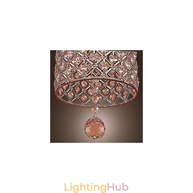 Crystal Drop Pendant Light in Cylinder Style