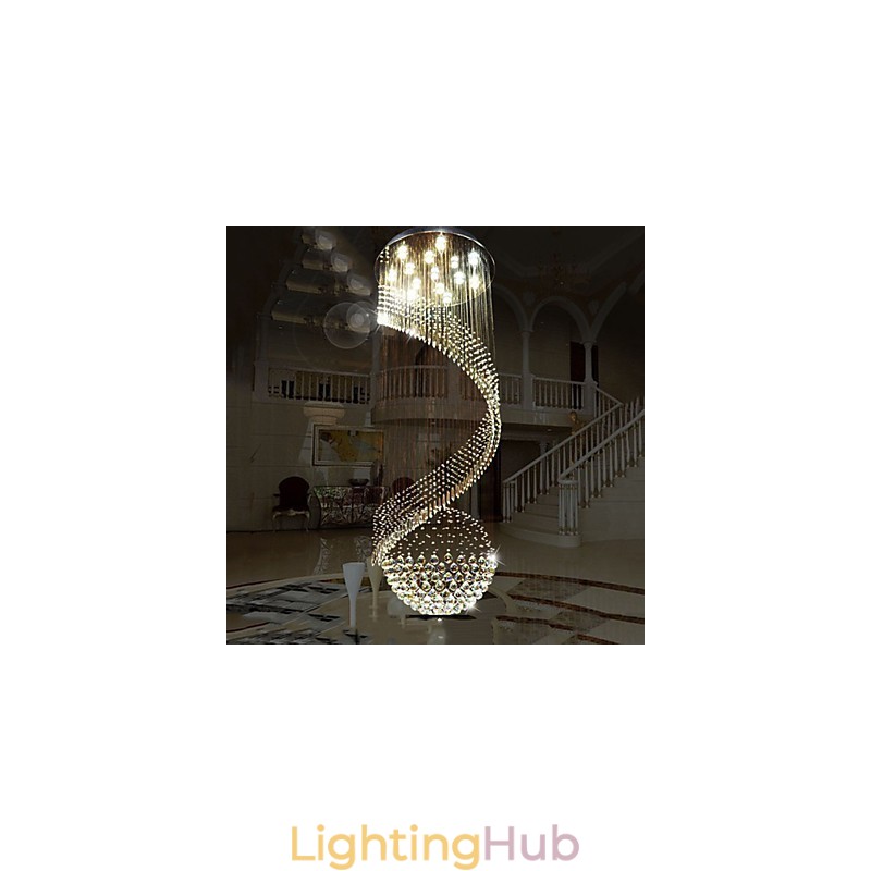 Modern Crystal Chandelier Pendant Lighting Hanging Ceiling Lamps Fixtures with Source Clear K9 Crystal
