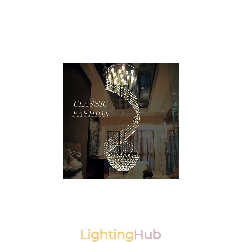 Modern Crystal Chandelier Pendant Lighting Hanging Ceiling Lamps Fixtures with Source Clear K9 Crystal