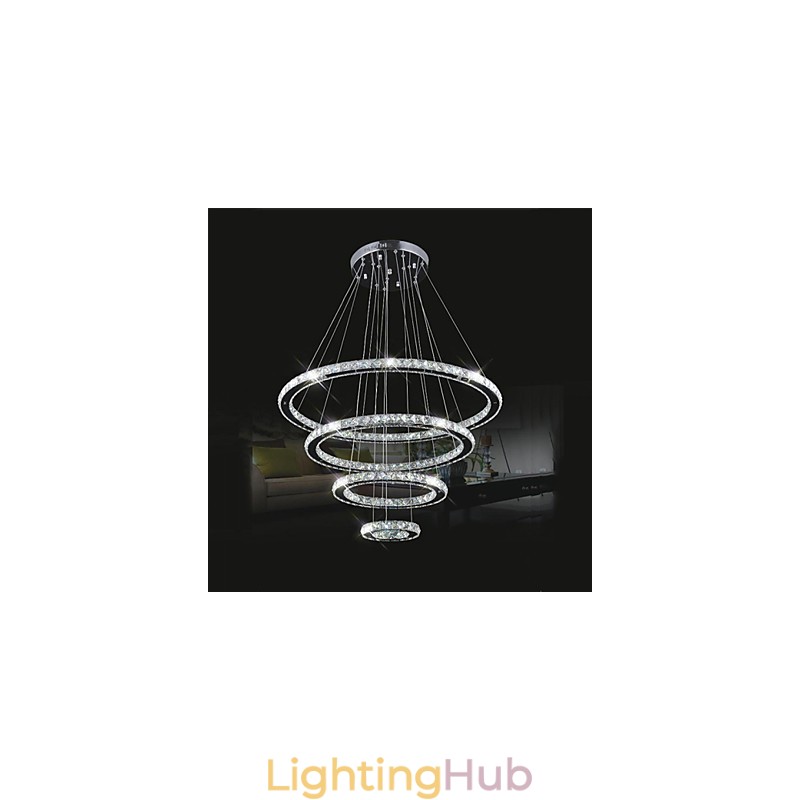 Crystal Pendant Light Ceiling Lighting Clear Crystal Round 4 Rings 40CM 60CM 80CM Source Fixtures