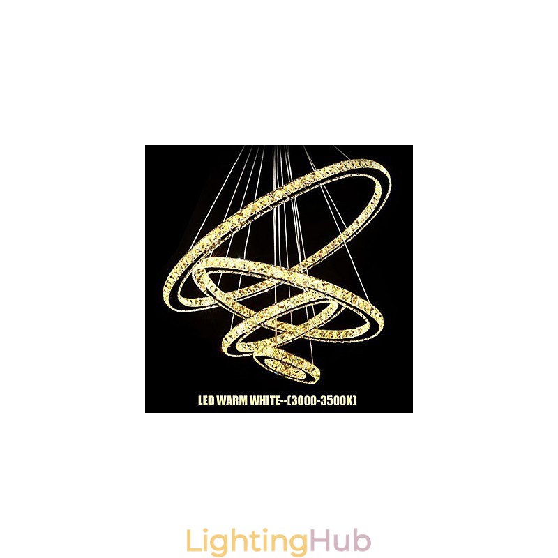 Crystal Pendant Light Ceiling Lighting Clear Crystal Round 4 Rings 40CM 60CM 80CM Source Fixtures