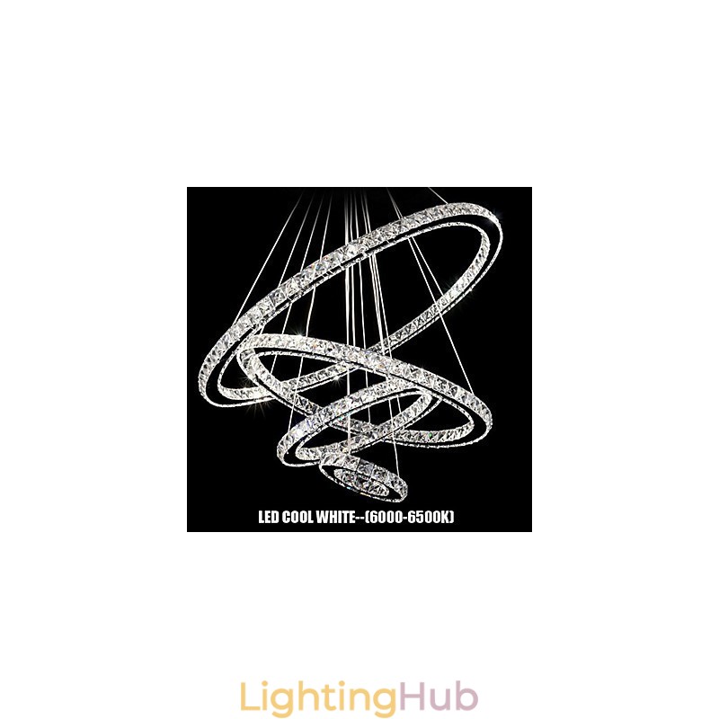 Crystal Pendant Light Ceiling Lighting Clear Crystal Round 4 Rings 40CM 60CM 80CM Source Fixtures