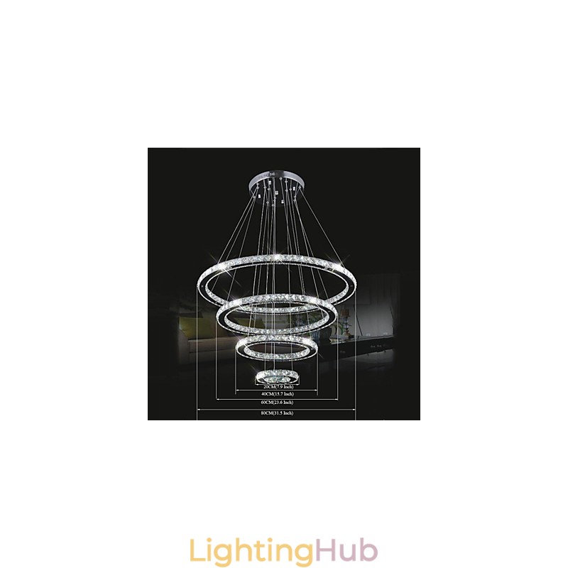 Crystal Pendant Light Ceiling Lighting Clear Crystal Round 4 Rings 40CM 60CM 80CM Source Fixtures