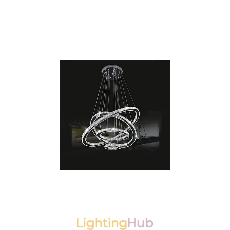 Crystal Pendant Light Ceiling Lighting Clear Crystal Round 4 Rings 40CM 60CM 80CM Source Fixtures