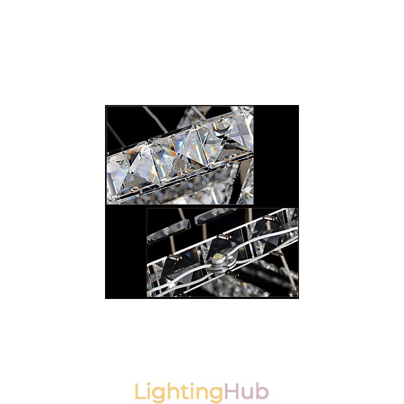 Crystal Pendant Light Ceiling Lighting Clear Crystal Round 4 Rings 40CM 60CM 80CM Source Fixtures
