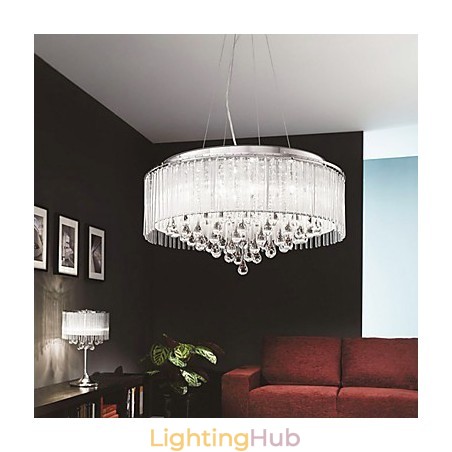 Modern Contemporary Drum Crystal Chrome Pendant Light Modern Contemporary Drum Crystal Chrome Pendant Light