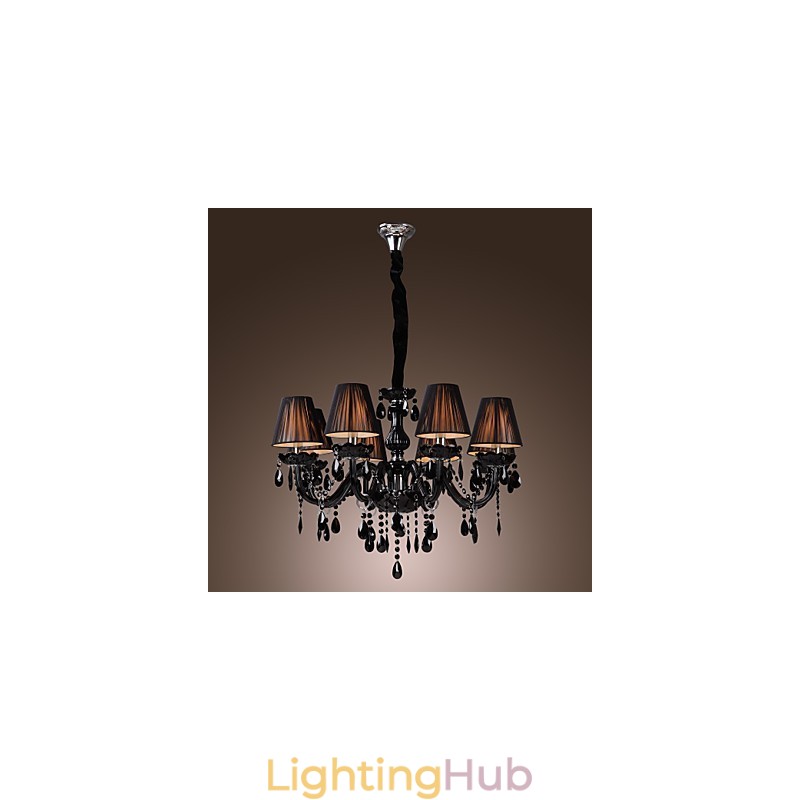 Chandelier Luxury Modern Black Crystal Living 8 Lights