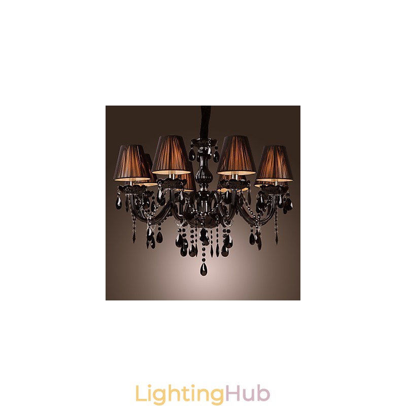Chandelier Luxury Modern Black Crystal Living 8 Lights