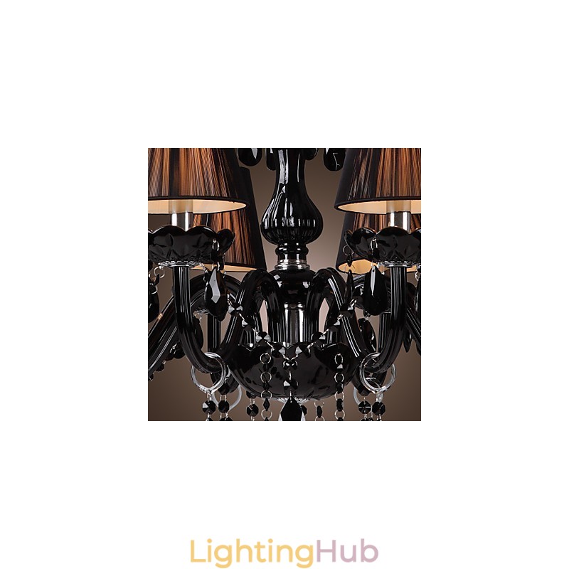 Chandelier Luxury Modern Black Crystal Living 8 Lights