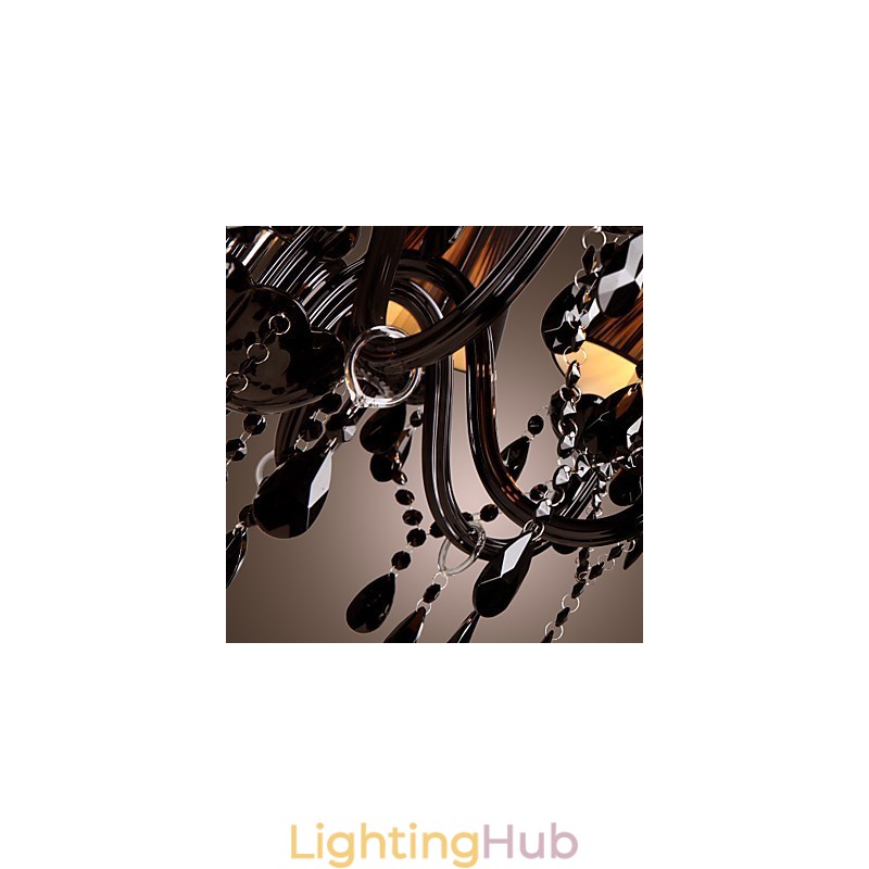 Chandelier Luxury Modern Black Crystal Living 8 Lights