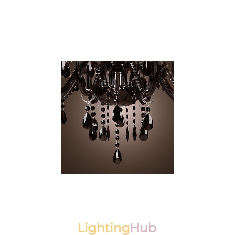 Chandelier Luxury Modern Black Crystal Living 8 Lights