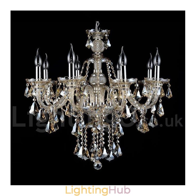 Retro Cognac Color K9 Crystal Modern Chandelier with 8 Lights