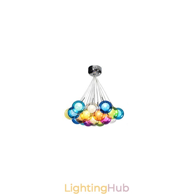 Modern Bubble Globe Colored Glass Pendant Light with 19 Lights