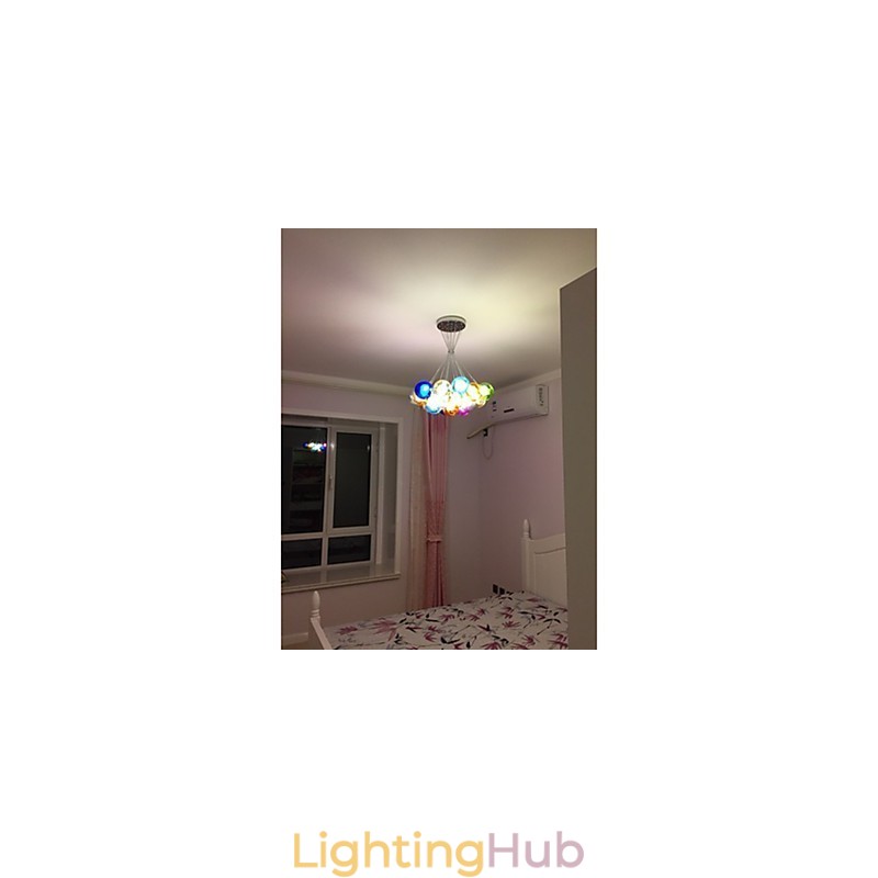 Modern Bubble Globe Colored Glass Pendant Light with 19 Lights