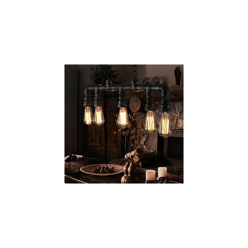 Traditional Classic Vintage Lantern Country Retro Mini Style Painting Metal Pendant Light Dining