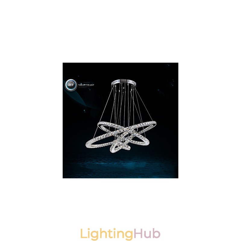 Modern Pendant Light Clear Crystal Ceiling Chandelier Lighting Lamp with D100CM+D80CM+D60CM+D40CM