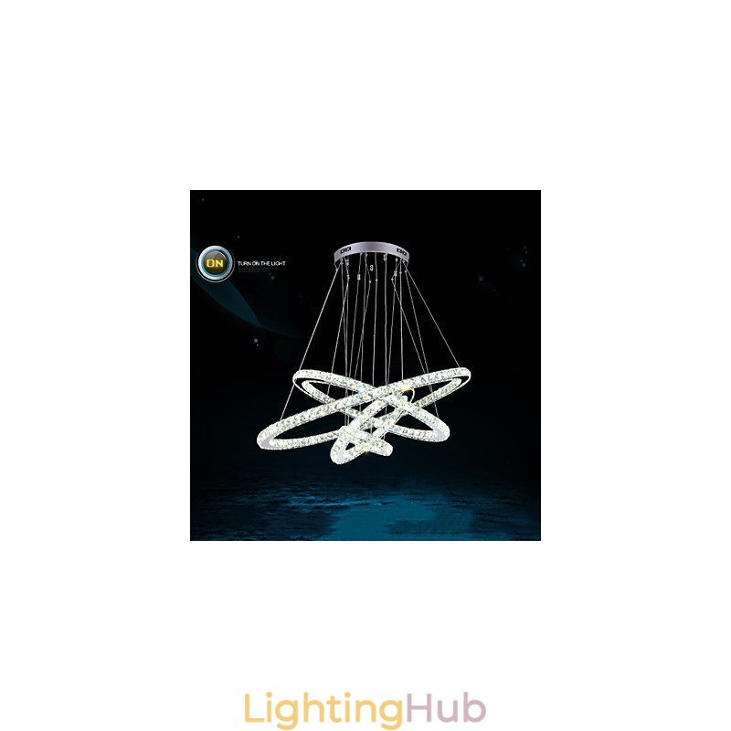 Modern Pendant Light Clear Crystal Ceiling Chandelier Lighting Lamp with D100CM+D80CM+D60CM+D40CM