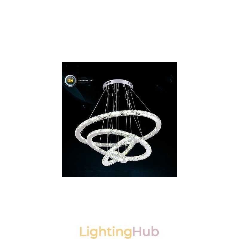 Modern Pendant Light Clear Crystal Ceiling Chandelier Lighting Lamp with D100CM+D80CM+D60CM+D40CM