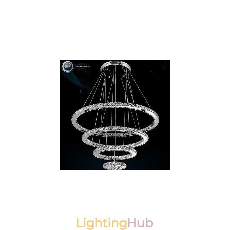 Modern Pendant Light Clear Crystal Ceiling Chandelier Lighting Lamp with D100CM+D80CM+D60CM+D40CM