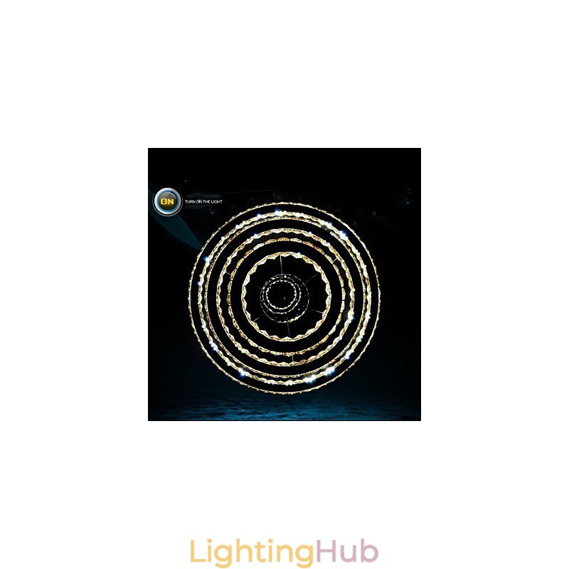 Modern Pendant Light Clear Crystal Ceiling Chandelier Lighting Lamp with D100CM+D80CM+D60CM+D40CM