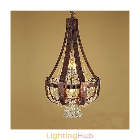 Post Modern Luxury Leather Crystal Creative Lron Chandelier Post Modern Luxury Leather Crystal Creative Lron Chandelier