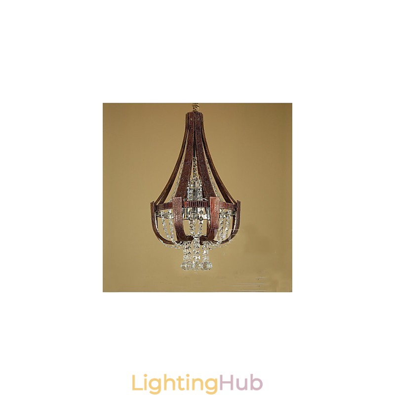 Post Modern Luxury Leather Crystal Creative Lron Chandelier