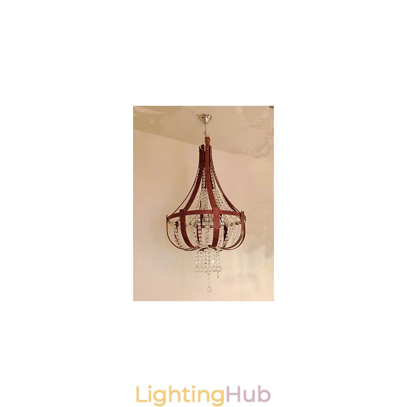 Post Modern Luxury Leather Crystal Creative Lron Chandelier