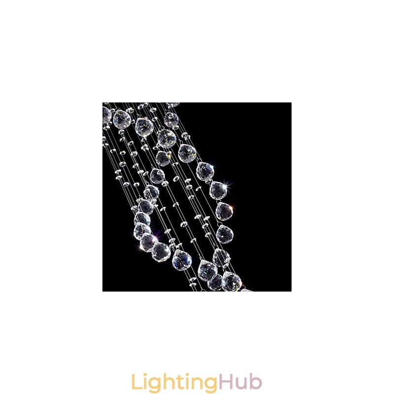 Ceiling Crystal Pendant Lighting Lamps 13 Lights Modern Silver Canpoy Transparent K9 Crystal Fixtures